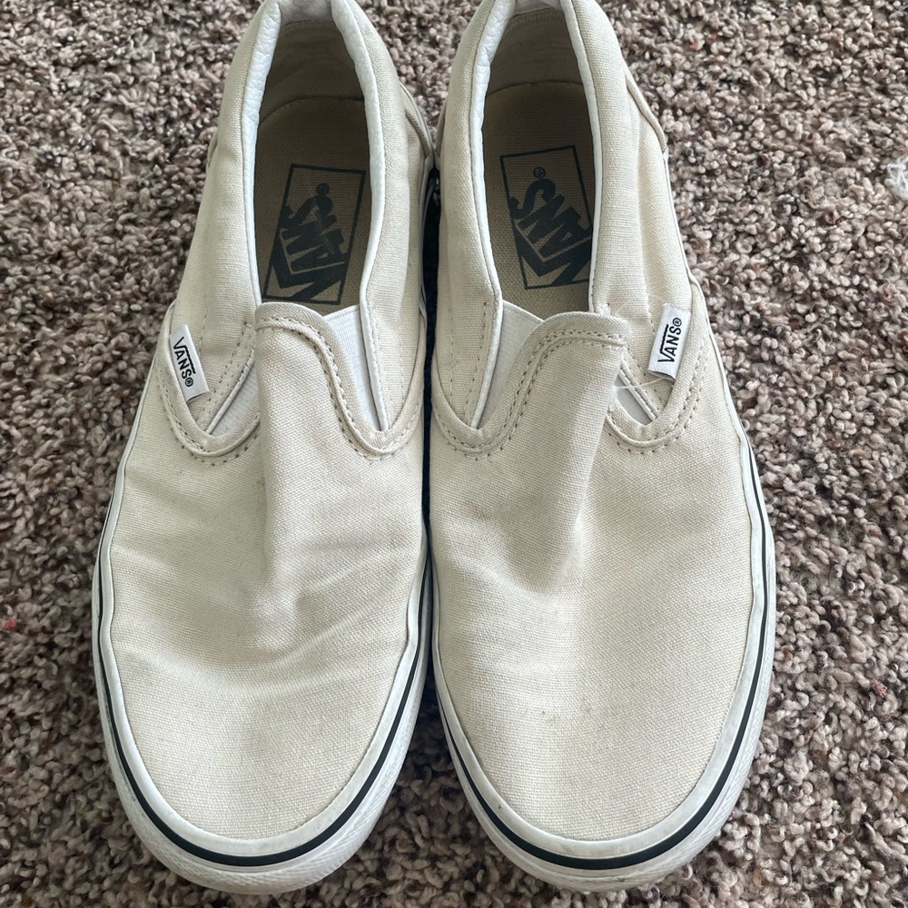 Beige/off white slip on vans